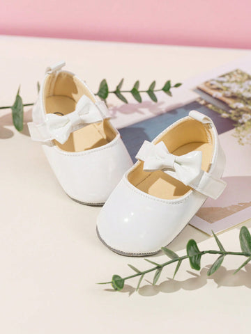1pair Baby Bowknot Decor Flat Casual Shoes