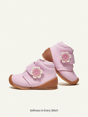 Baby Girl Autumn And Winter Models Zhongbang Cute Little Flower Pink Casual Sneakers