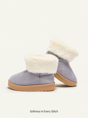 Girls' Elegant Blue Fashionable & Trendy Design, Comfortable & Warm Plush Snow Boots