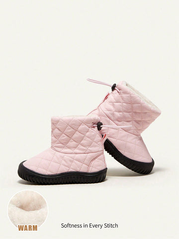 Girls' Pink Snow Boots, Fashionable Design, Comfortable And Warm