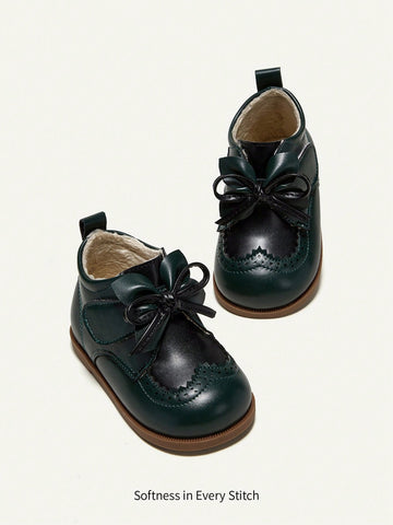 Cute & Fun Green Baby Comfortable Anti-slip Soft Bottom Short Boots With Bowknot