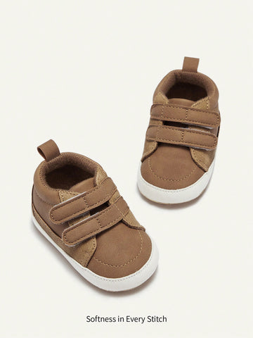 Cute And Basic Retro Style Spring And Autumn Soft Sole Sports Shoes For 0-1 Year Old Babies