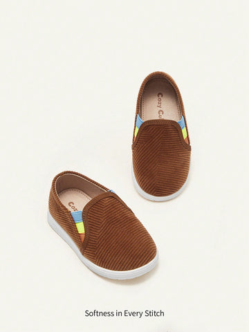 Fashionable & Casual & Cute Brown Stripes Decorated Comfortable Flat Shoes For Autumn And Winter