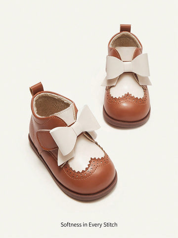Cute Fashionable Bowknot Design Warm Baby Short Boots With Comfortable Soft Sole And Non-slip Feature