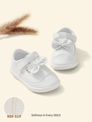 Baby Girls Bow Decor Hook-and-loop Fastener Flats