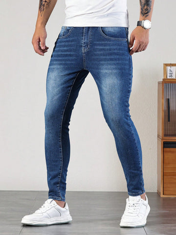 Men's Solid Color Simple Daily Jeans