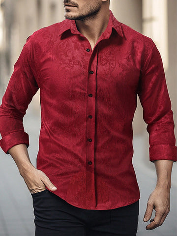 Men Solid Color Casual Daily Spring And Summer Long-Sleeved Shirt