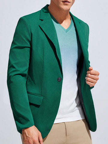 Men's Casual Jacquard Blazer With Notched Lapel And Long Sleeves