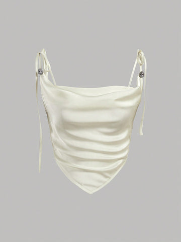 Summer V-Neck Asymmetric Hem Camisole Top With Chic Design