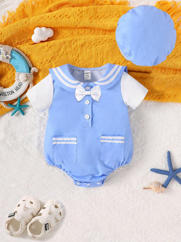 Infant Classic And Fashionable Sailor Collar Bodysuit