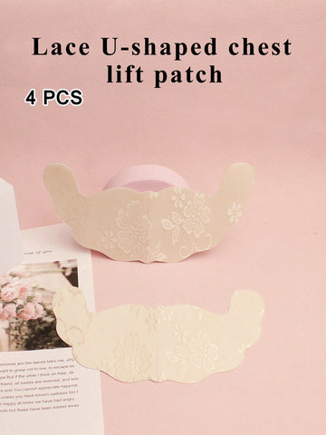 Women's Lace Breathable Nipple Cover Sticker Anti-Sticking Push Up Bra Pad, 2 Pairs