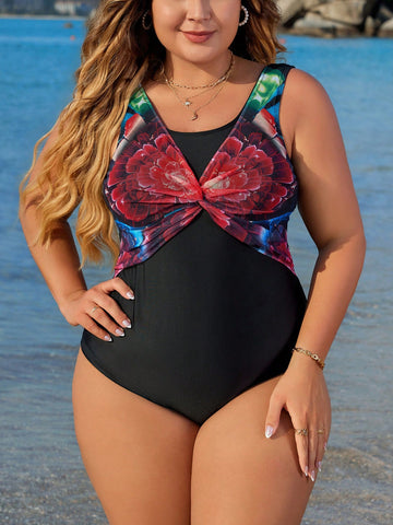 Plus Size Women Sexy Summer One-Piece Swimsuit
