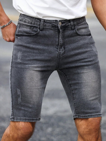 Men Fashionable And Versatile Spring/Summer Five-Point Denim Shorts