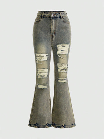 Women's Ripped Flare Jeans