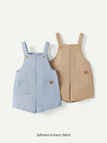 Baby Boy Casual Decorative Patch Overalls Shorts Set