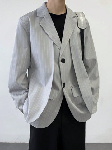 Men Fashionable Vertical Striped Long Sleeve Suit Jacket