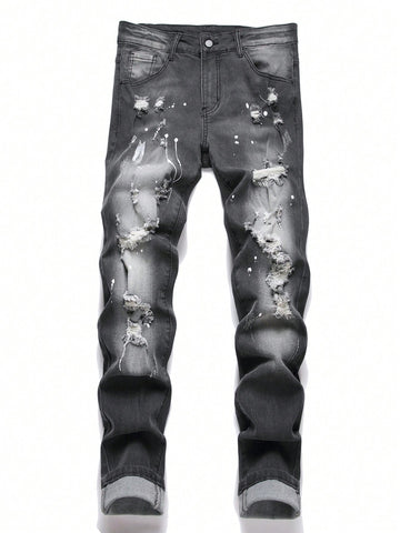 Men Fashionable Distressed Casual Jeans For Everyday Wear