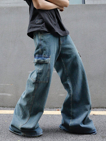 Men Stylish Daily Loose And Long Denim Jeans