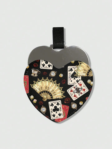 1pc Heart-Shaped Poker Print Mirror