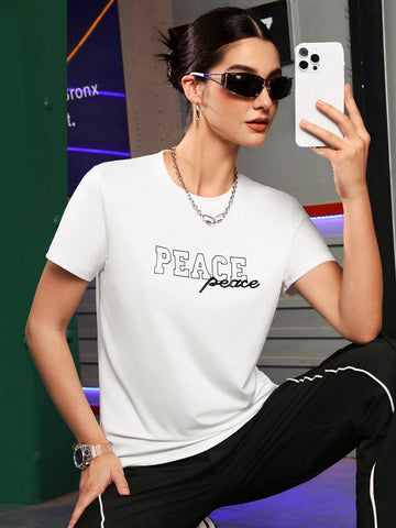 Summer Casual Short Sleeve Sports T-Shirt With Letter Print