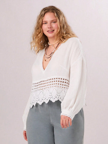 Fashionable Plus-Size Women Summer Holiday Countryside Top