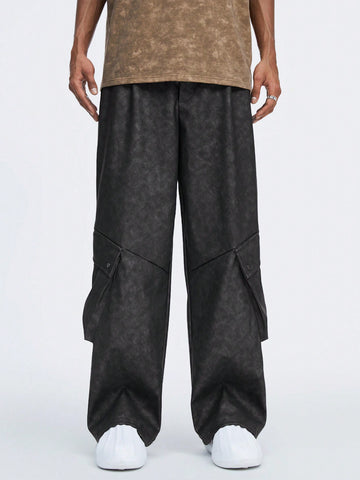Men Tie-Dye Workwear Pocket Wide-Leg Loose Fit Casual Pants