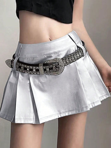 Women Fashion Silver A-Line Shorts