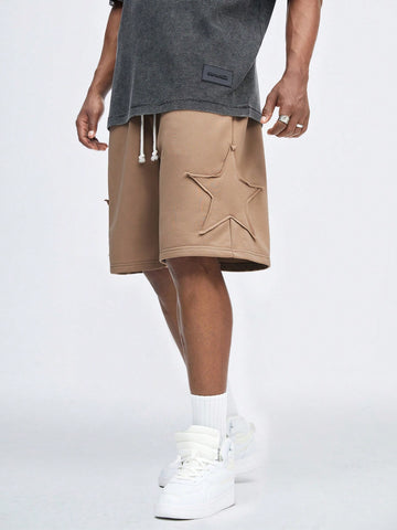 Men Solid Color Drawstring Casual Shorts For Daily Wear In Spring And Summer