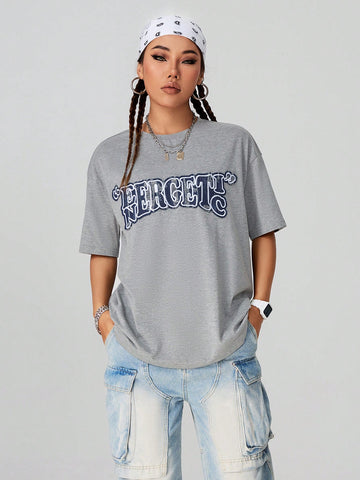 2024 Hiphop Street Style Women Oversized Drop Shoulder T-Shirt