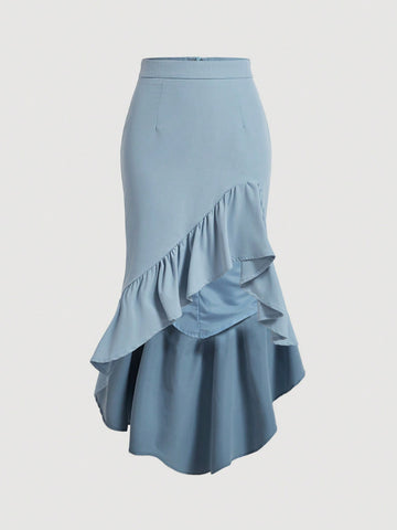 High Low Ruffle Trim Skirt,Flamenco Skirt