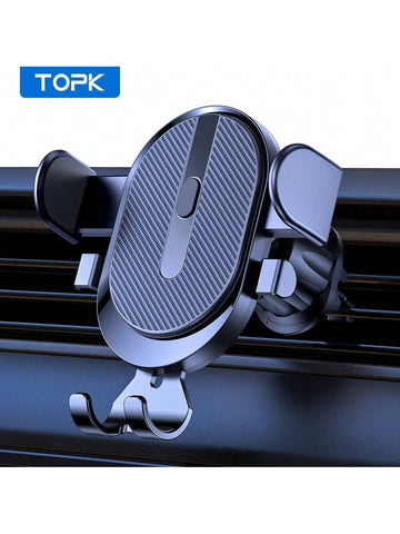 TOPK Car Phone Holder Mount, [Upgrade Auto Locking] Universal Phone Holder With Hook Clip For Car Air Vent Compatible With IPhone Samsung Etc.