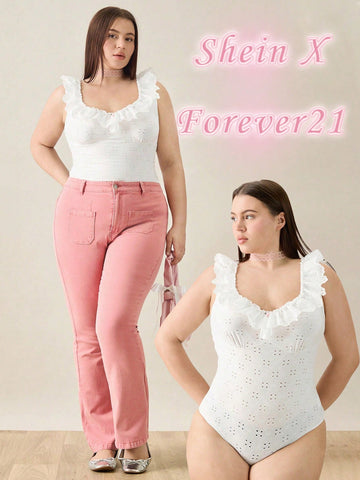 Elegant Plus Size Floral Lace Splicing Women Bodysuit