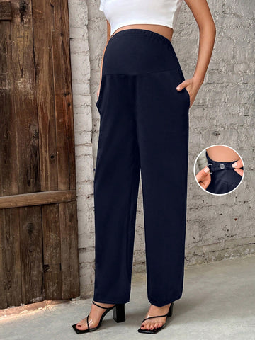 Maternity Solid Color Stretchy Casual Daily Pants