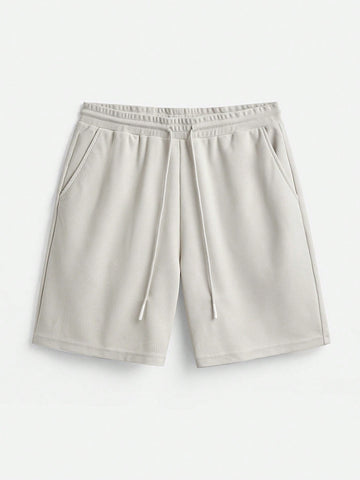 Men Drawstring Waist Solid Loose Casual Shorts With Pockets Summer