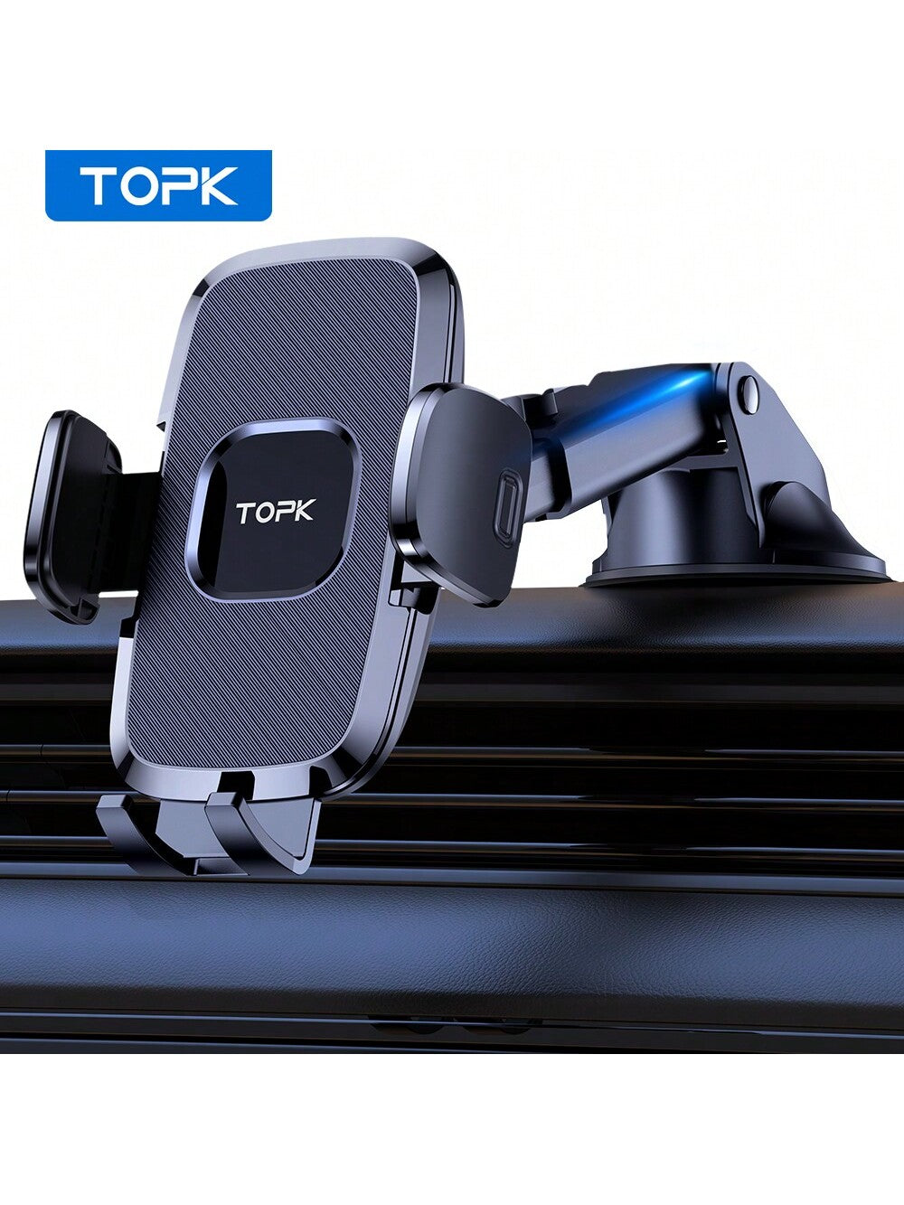 TOPK Car Phone Holder Mount, Upgraded Adjustable Horizontally And Vertically Cell Phone Holder For Car Dashboard