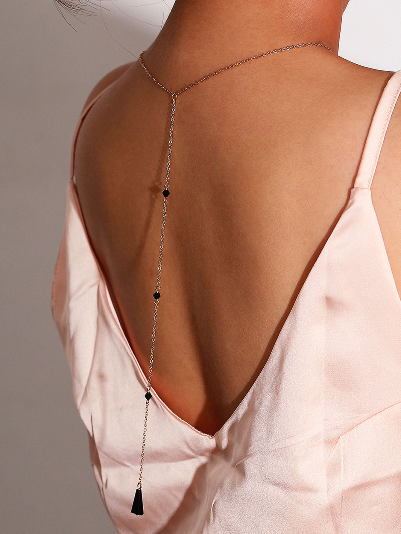 Tassel Detail Chain Back Necklace