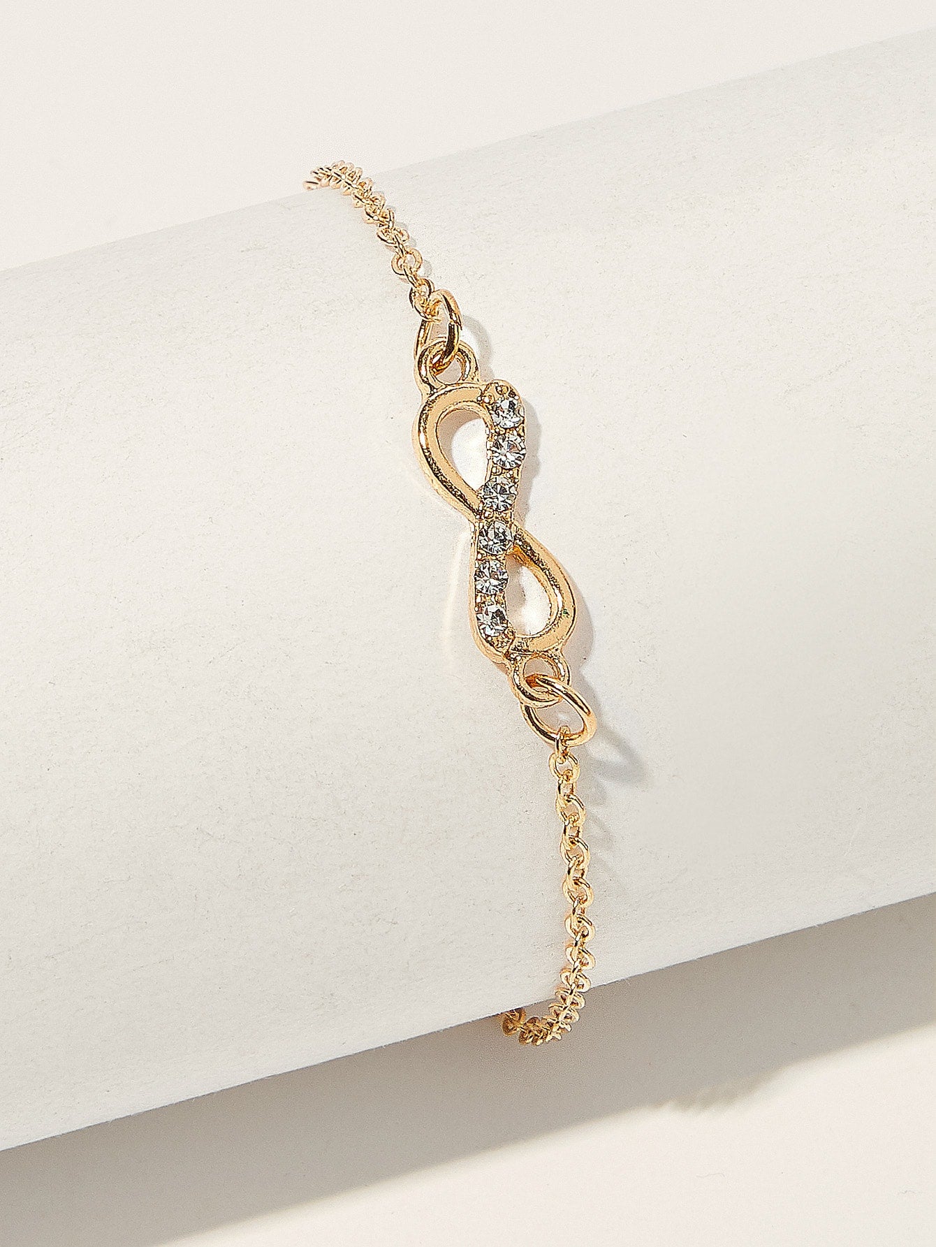Rhinestone Detail Infinity Chain Bracelet 1pc