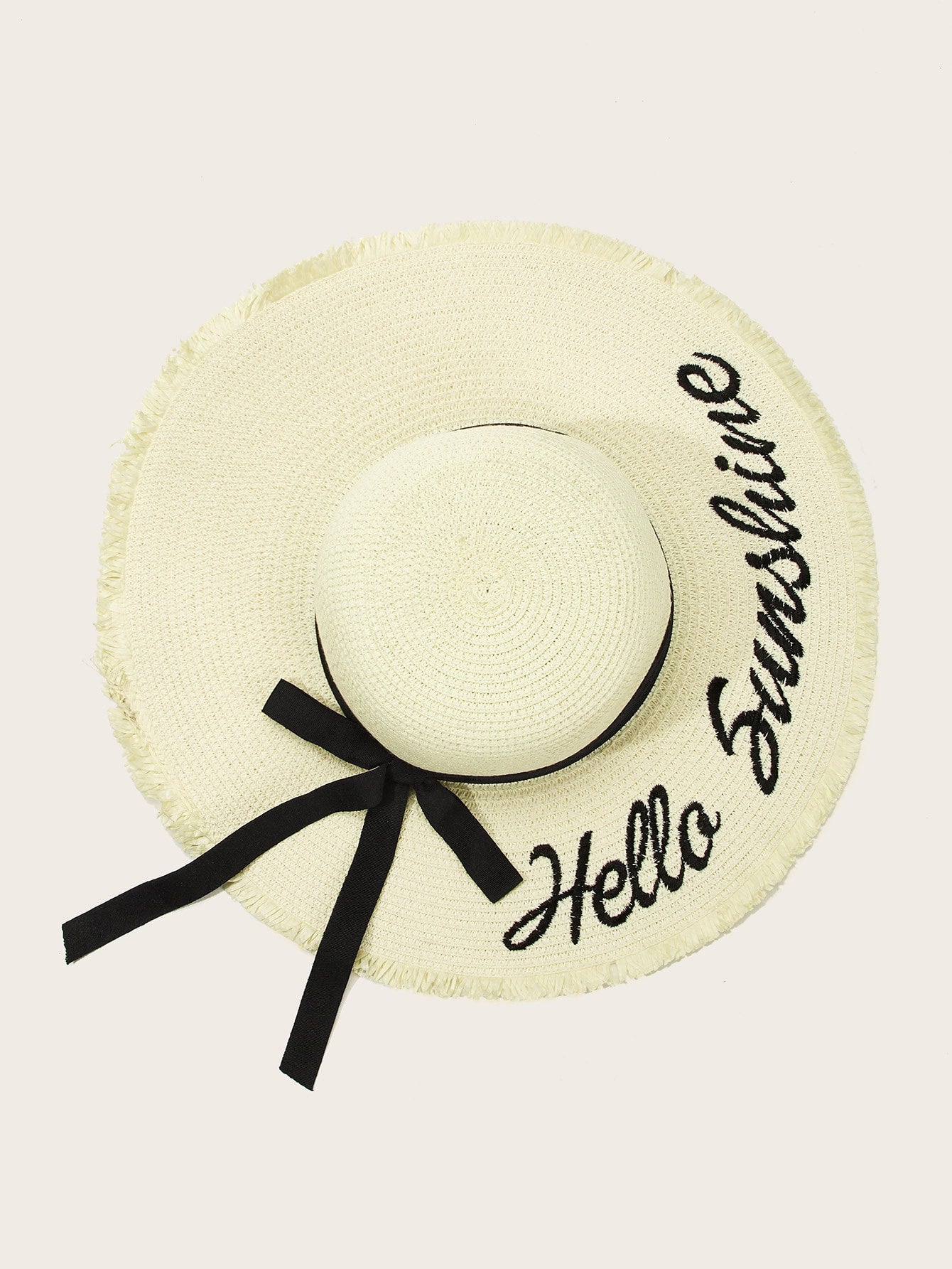 Letter Embroidery Raw Edge Floppy Hat