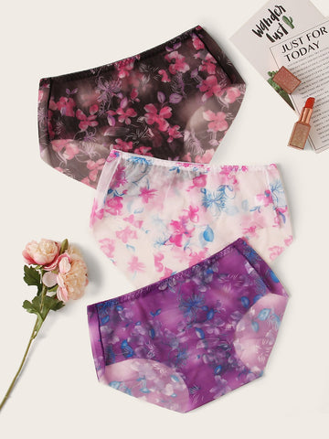 3pack Floral Print Panty Set