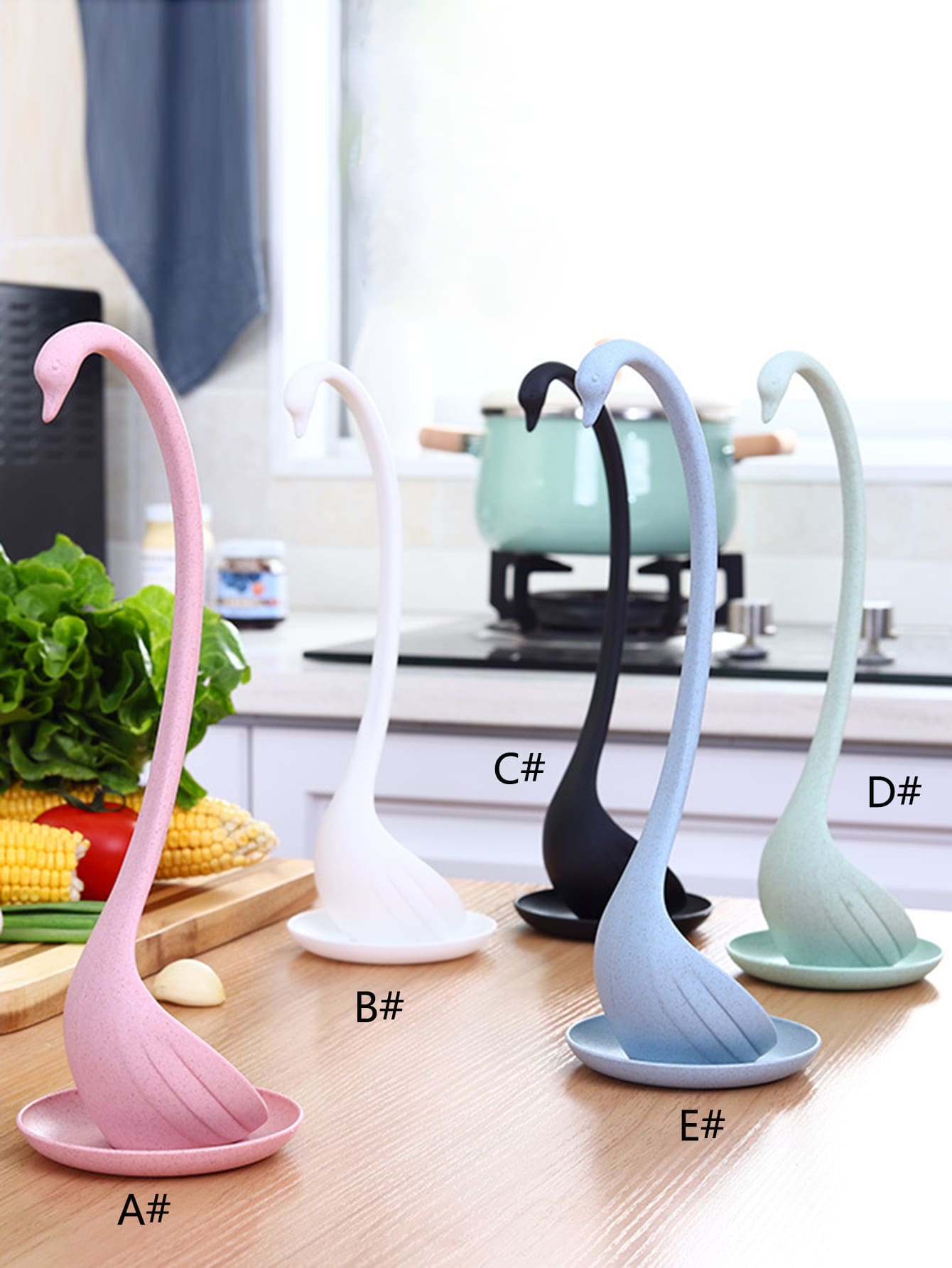 2pcs Swan Shaped Vertical Spoon With Dish