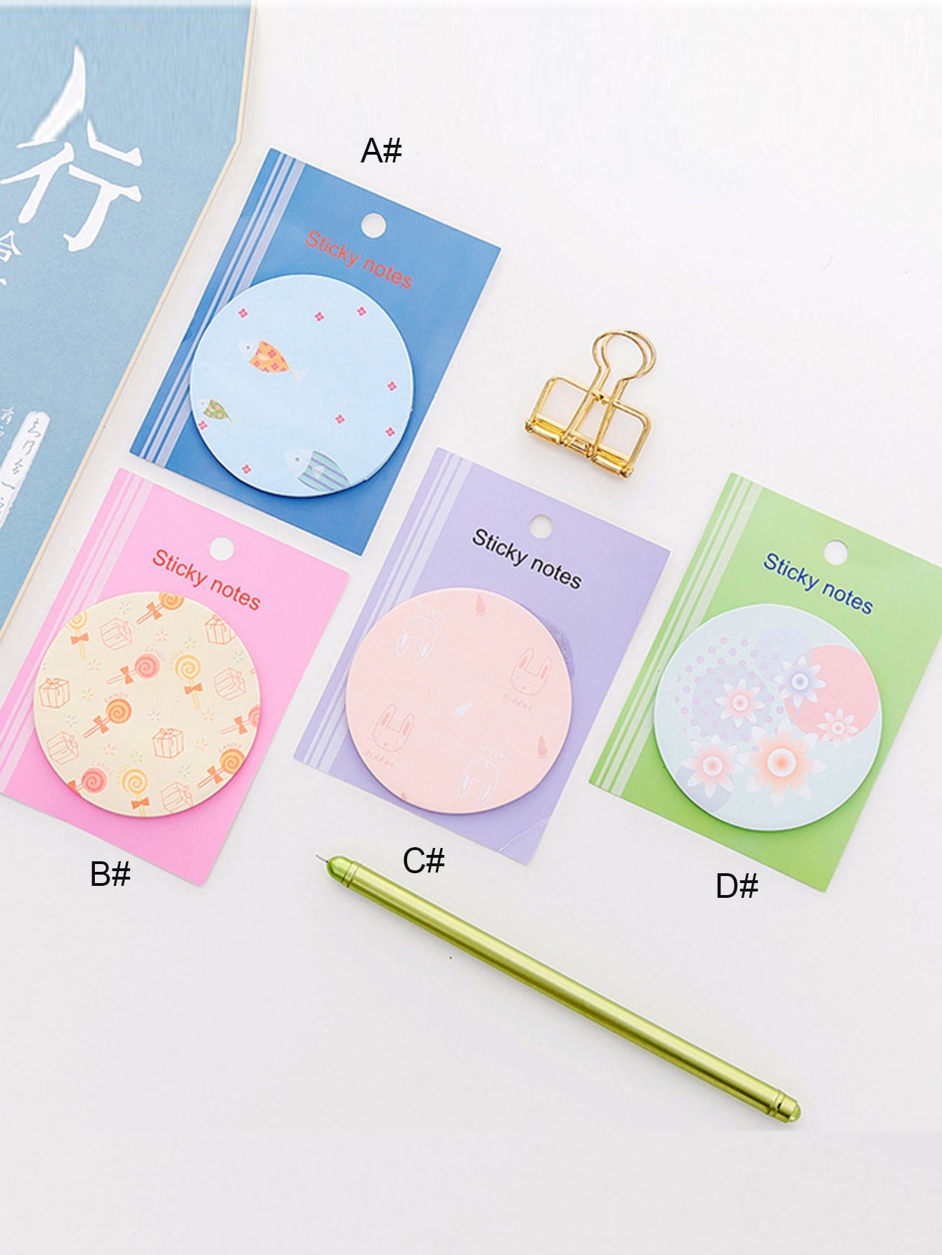 50sheets Lollipop & Floral Print Round Sticky Note