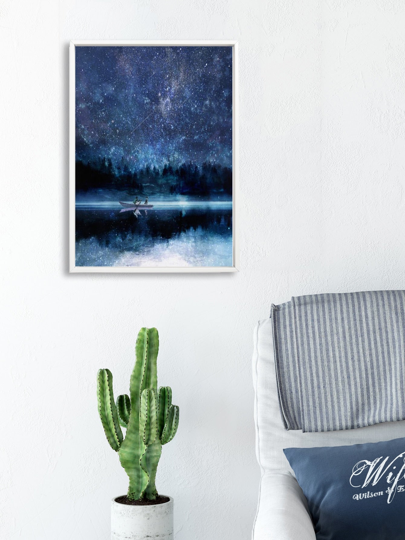 Starry Lake Print Wall Painting Without Frame