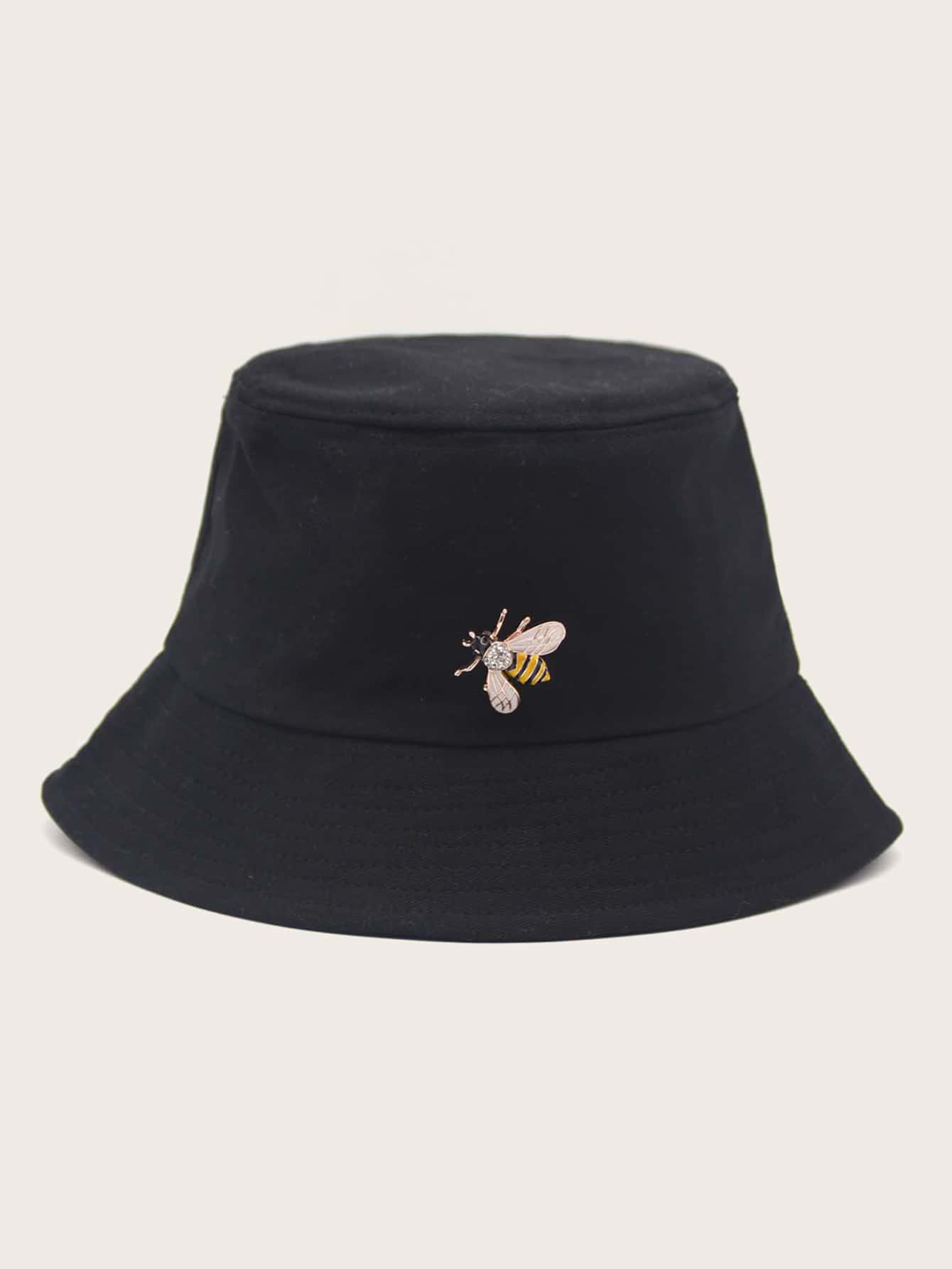 Rhinestone Decor Bee Decor Bucket Hat