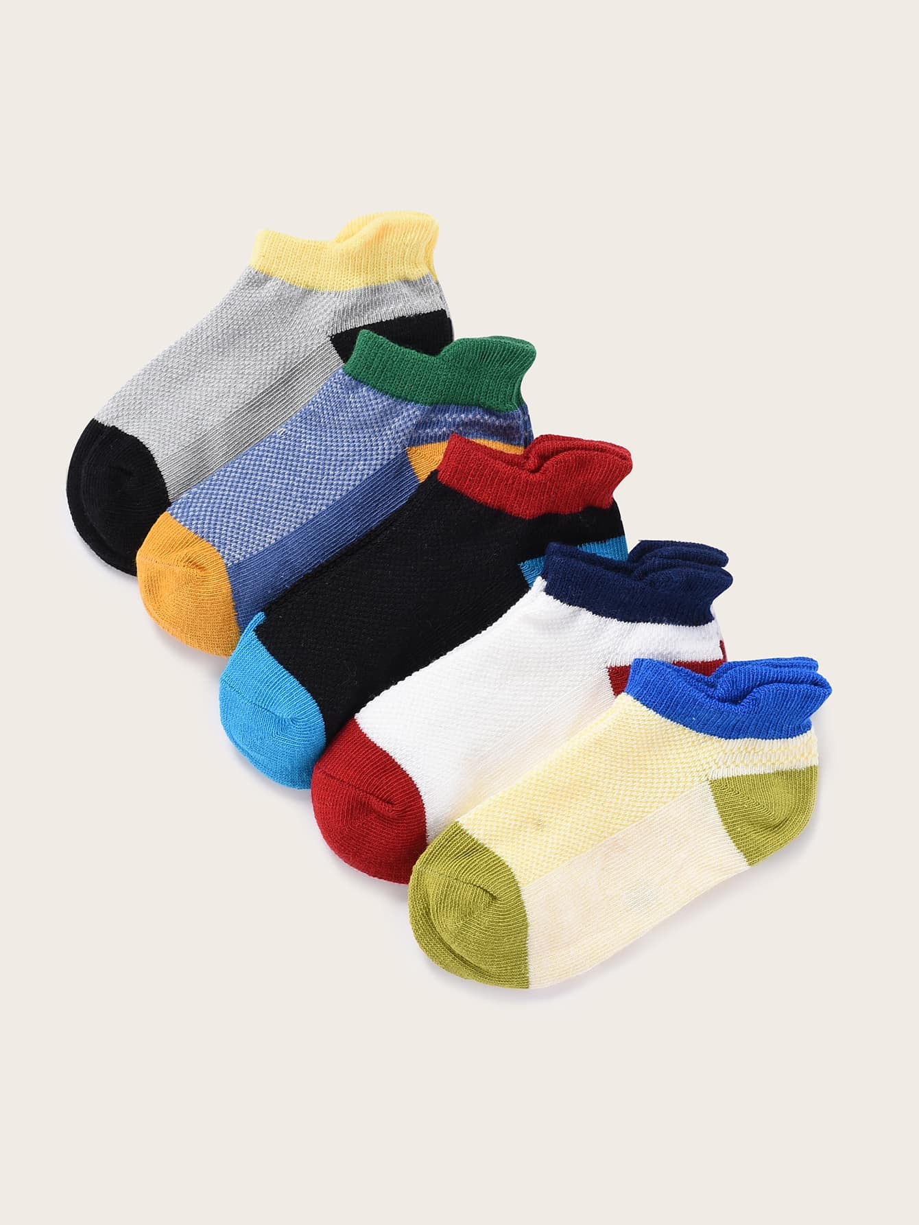 5pairs Toddler Boys Color Block Socks