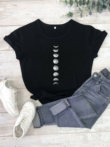 Plus Moon Phases Graphic Short Sleeve Tee