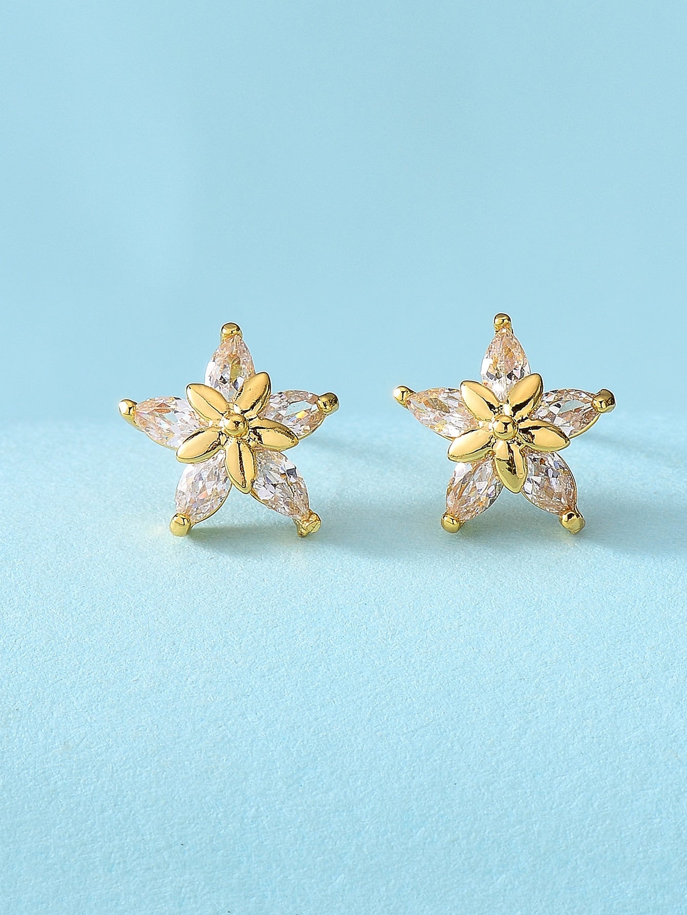 Gemstone Decor Star Stud Earrings