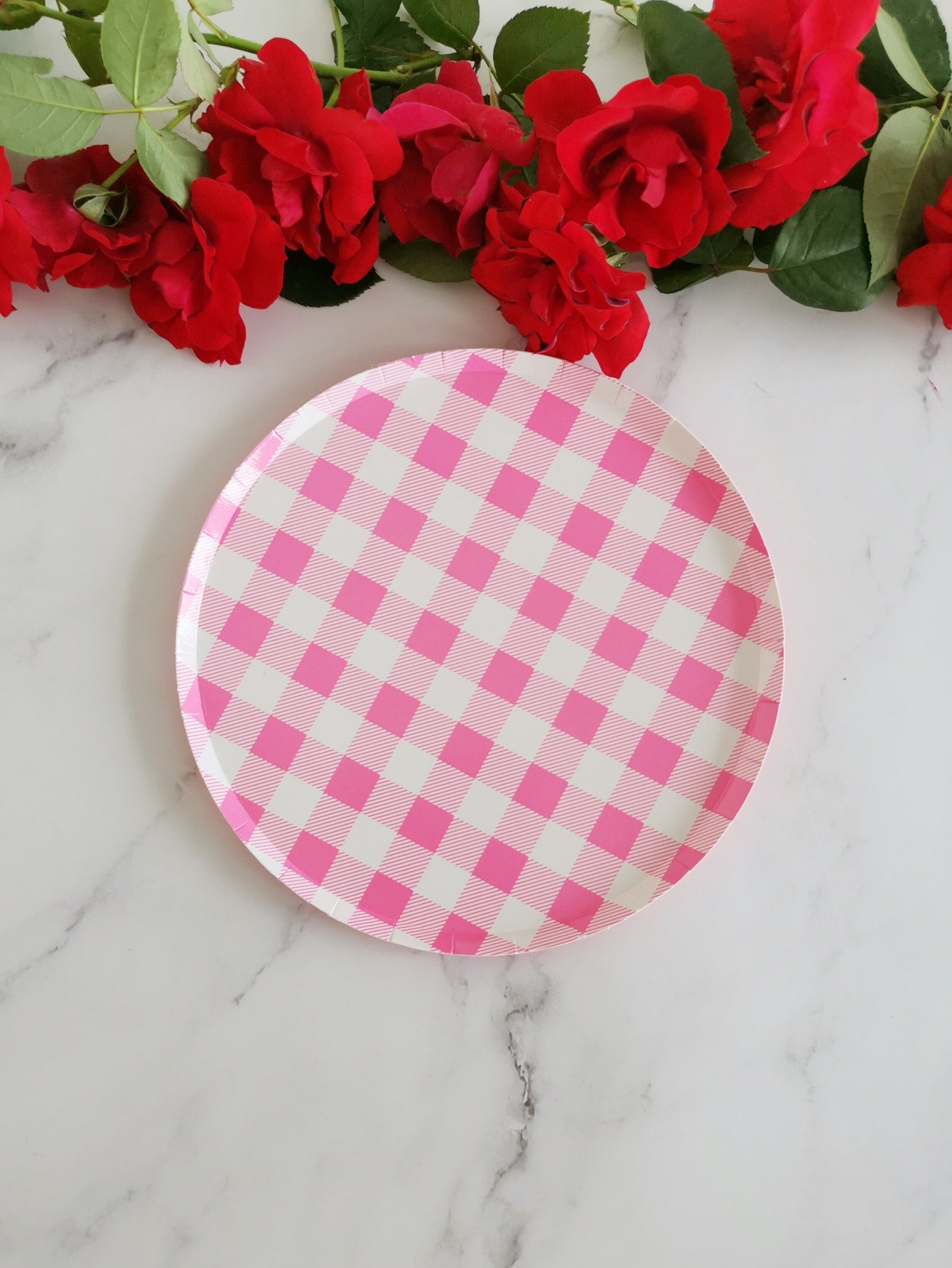 8pcs Gingham Pattern Disposable Plate