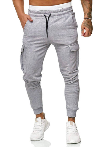 Men Solid Flap Pocket Sweatpants