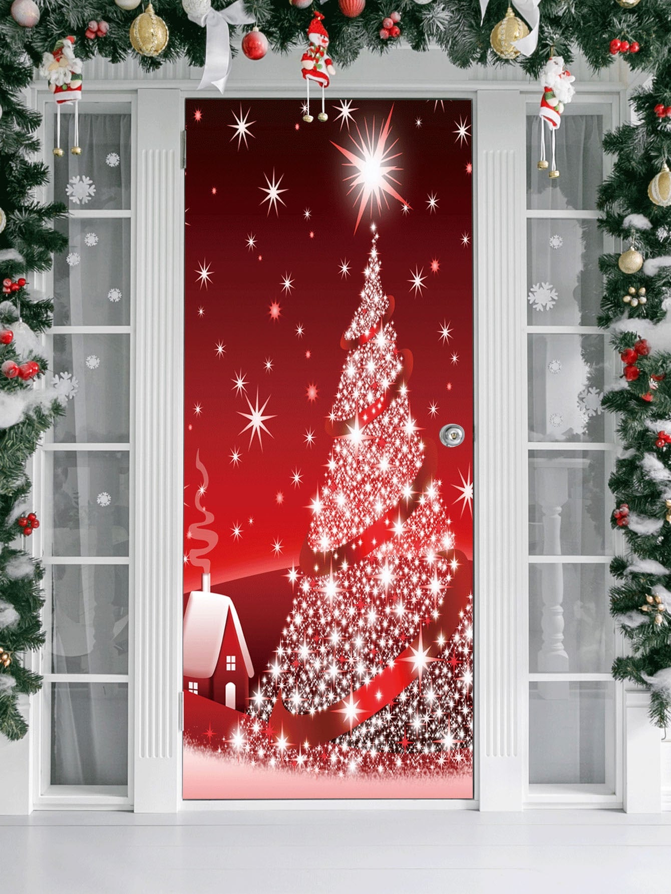 Christmas Tree Print Door Sticker
