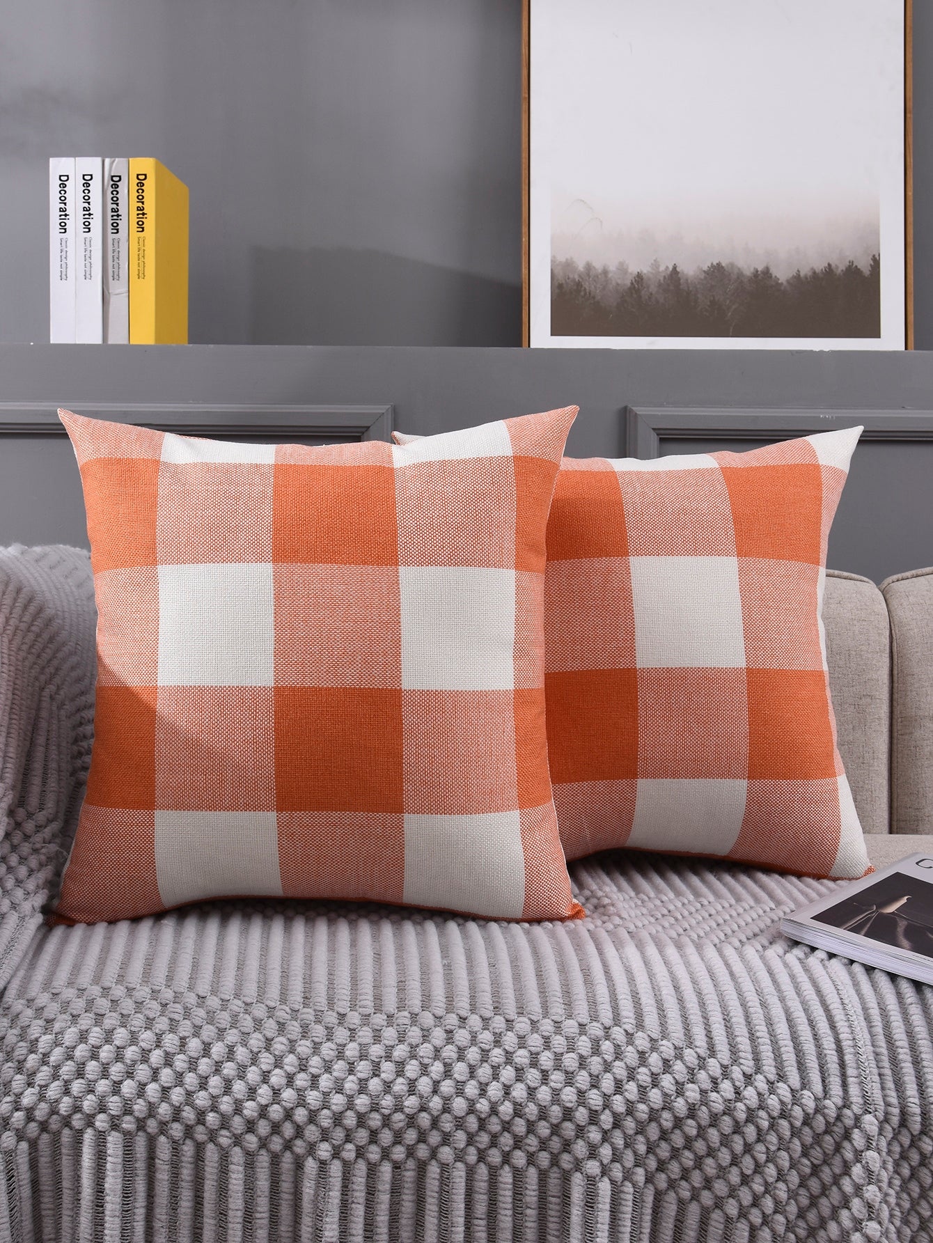 Plaid Pattern Cushion Cover Without Filler